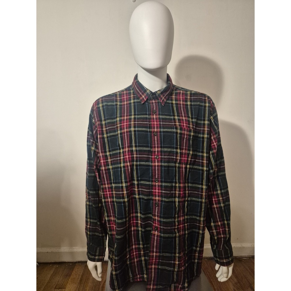 L.L. Bean Flannel Shirt Mens XXL-REG Red Tartan Plaid Traditional Fit 228061